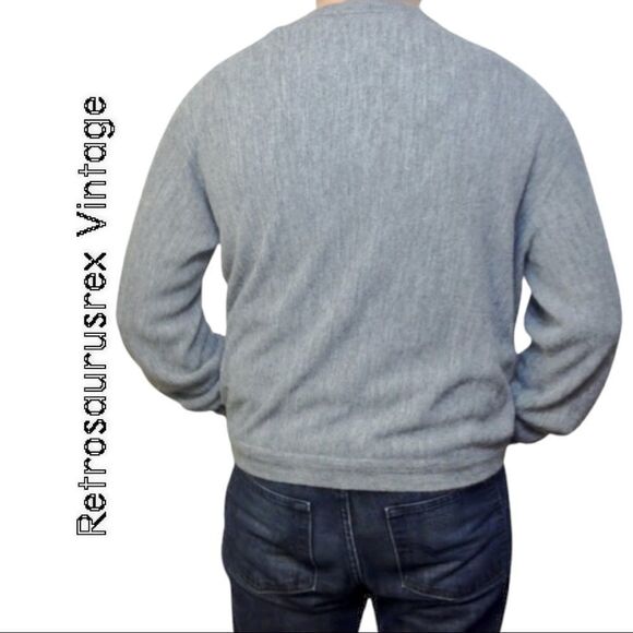 VINTAGE 1960's grey fox collection hipster pullover V neck sweater, size XL - Picture 6 of 6